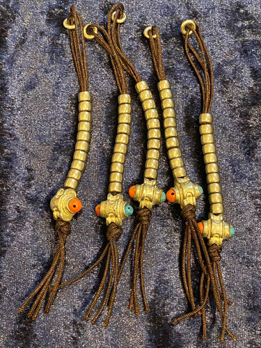Brass Mala Counters with coral and turquoise