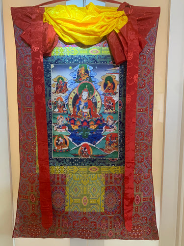 Large Padmasambhava with 10 manifestations Thangka