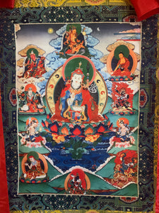 Large Padmasambhava with 10 manifestations Thangka