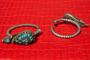 Antique Tibetan Silver and Turquoise Earrings (pair)