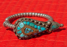 Load image into Gallery viewer, Antique Tibetan Silver and Turquoise Earrings (pair)